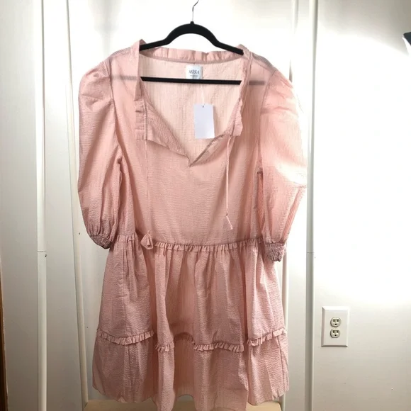 NWT MISA LOS ANGELES Maya Pinstripe Woven Shift Dress M